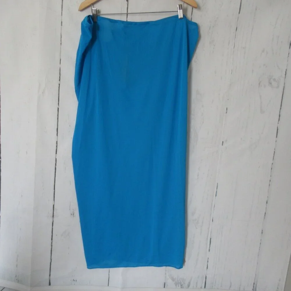 Skims Sarong Skirt 3X Turquoise Blue Mesh Swim Suit‎ Cover Up Plus Size Pull On